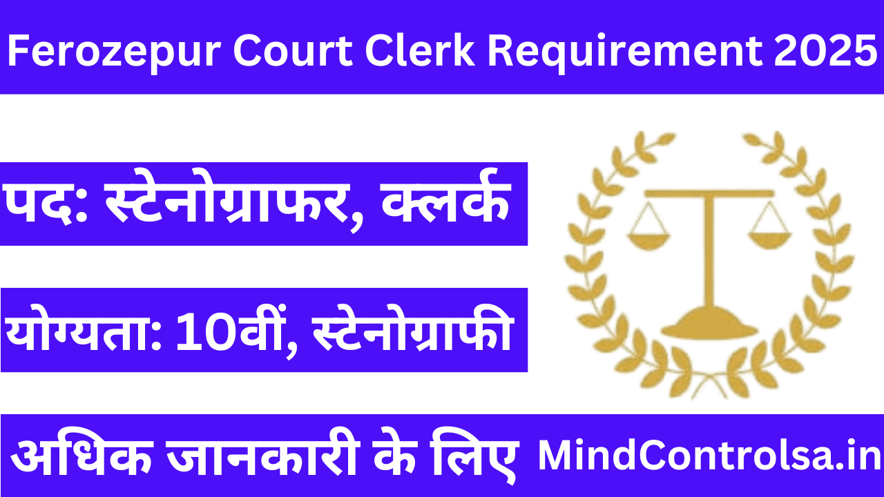 Ferozepur Court Clerk Requirement 2025
