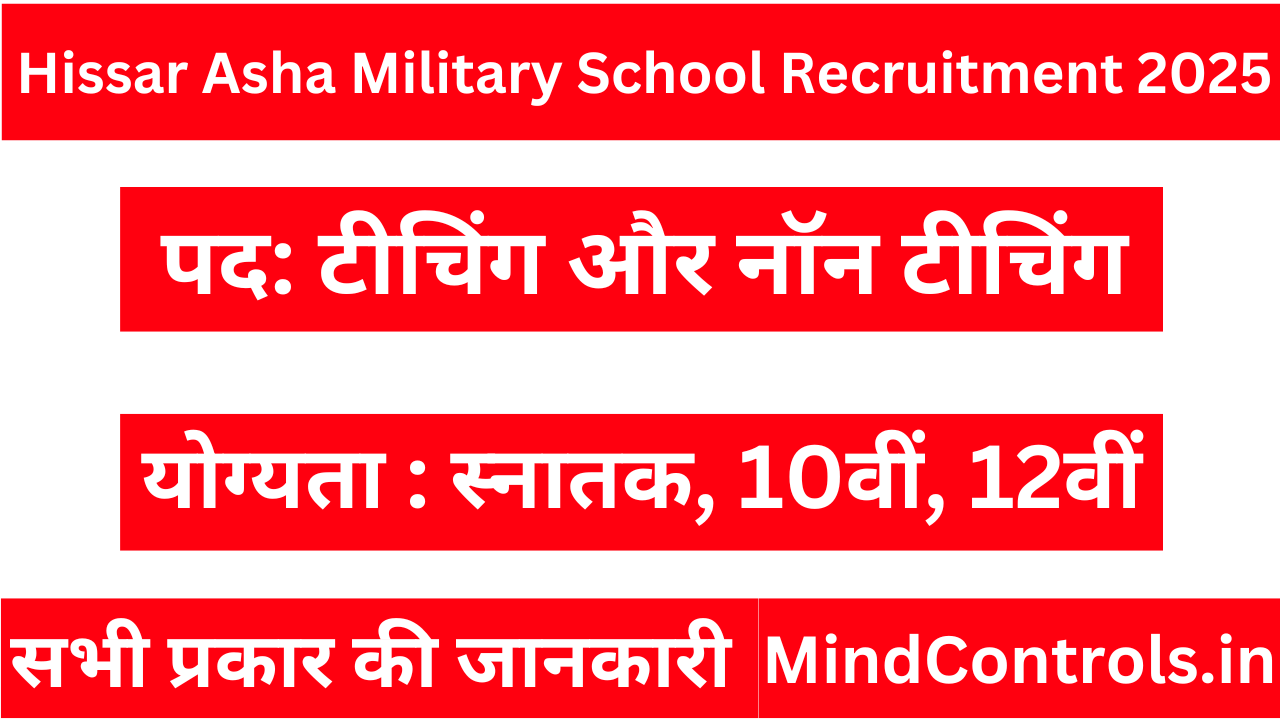 Hissar Asha Military School Recruitment 2025